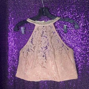 Pink 2 piece pearl and jewel set size 12